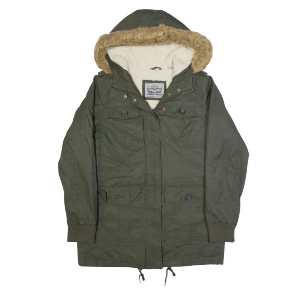 LEVI’s Hooded Parka w/ Faux Fur Trim in Olive Green Size Small — SUPER WARM!!! - Picture 3 of 15